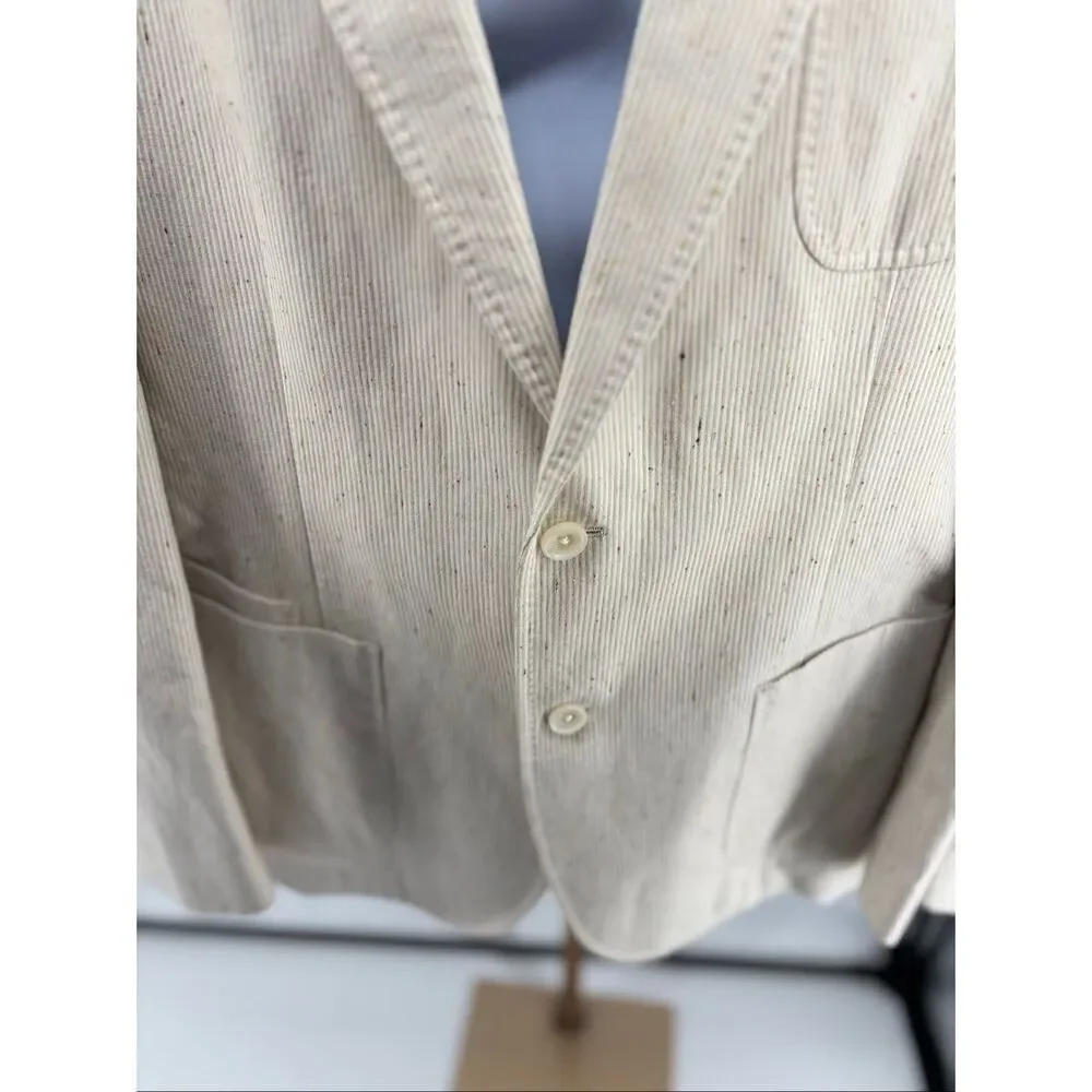 Flynt Babbit Cotton Silk Sport Coat Blazer Size 44R Cream Tailored